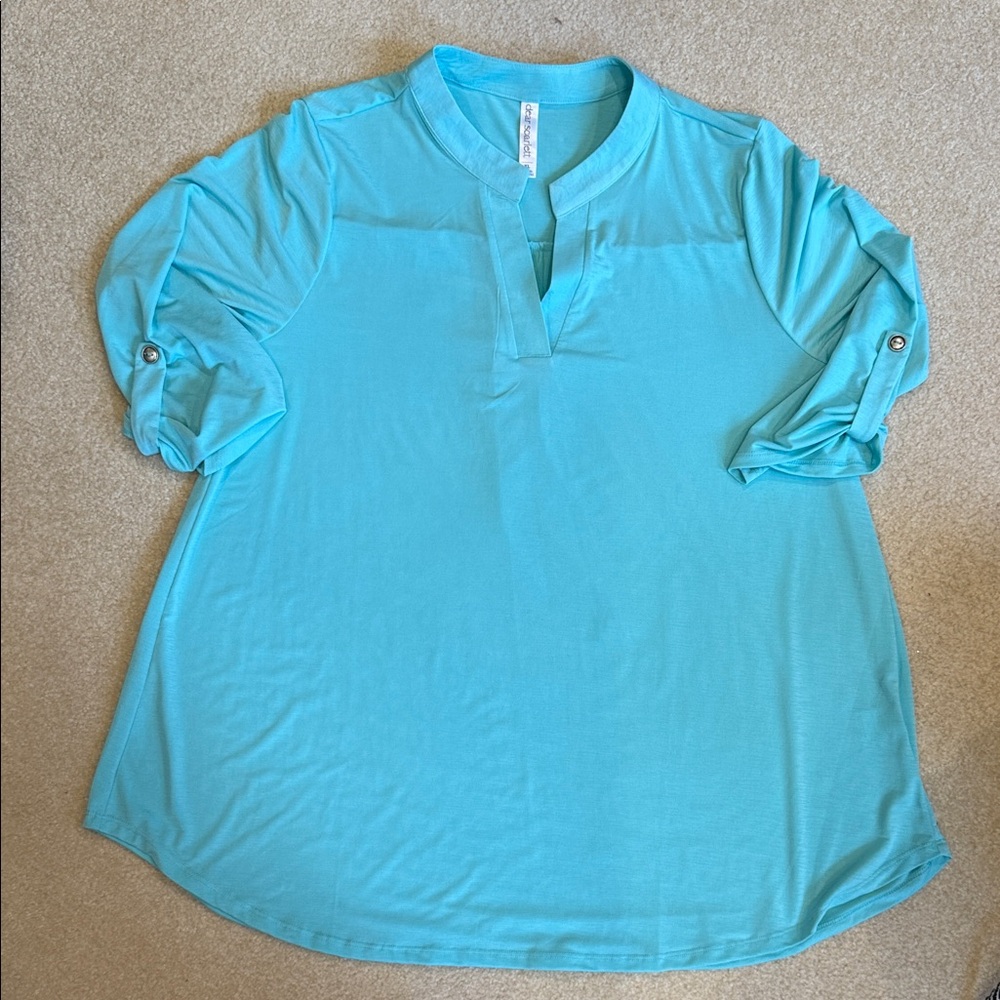 Aqua 3/4 Sleeve Top